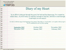 Tablet Screenshot of diaryofmyheart.tripod.com